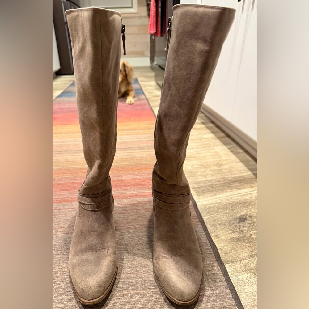 Knee high wide calf brown boots